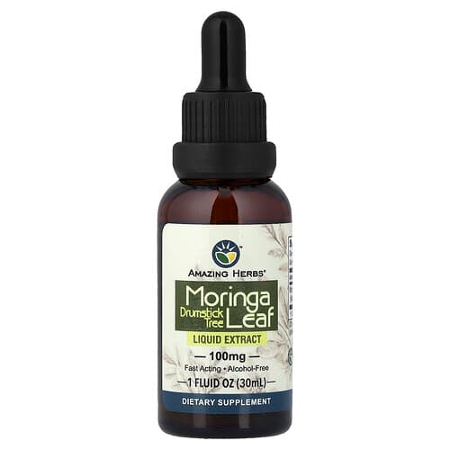 Amazing Herbs, Moringa Leaf Liquid Extract, 100 mg, 1 fl oz (30 ml)