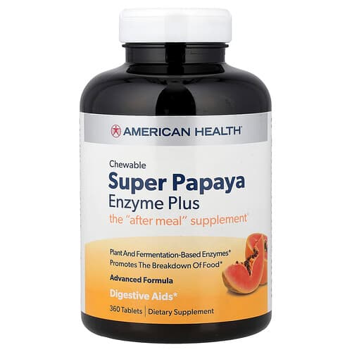 American Health, Chewable Super Papaya Enzyme Plus, 360 Tablets