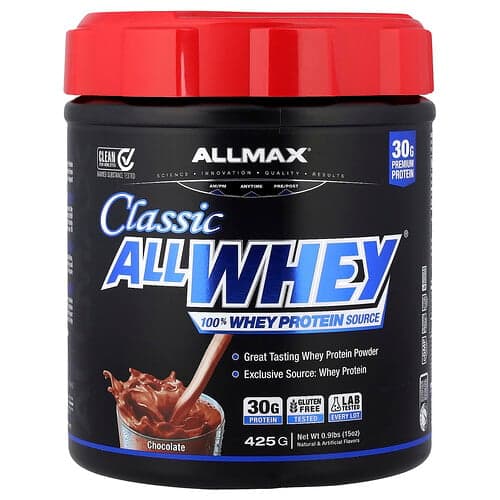 ALLMAX, CLASSIC ALLWHEY®, 100% Whey Protein Source, Chocolate, 0.9 lbs (425 g)