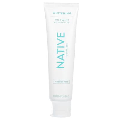 Native, Whitening Toothpaste, Fluoride Free, Wild Mint & Peppermint Oil, 4.1 oz (116 g)