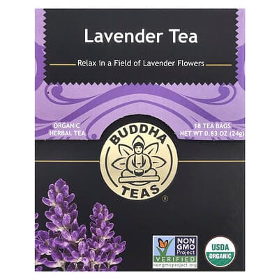 Buddha Teas, Organic Herbal Tea, Lavender, Caffeine Free , 18 Tea Bags, 0.83 oz (24 g)