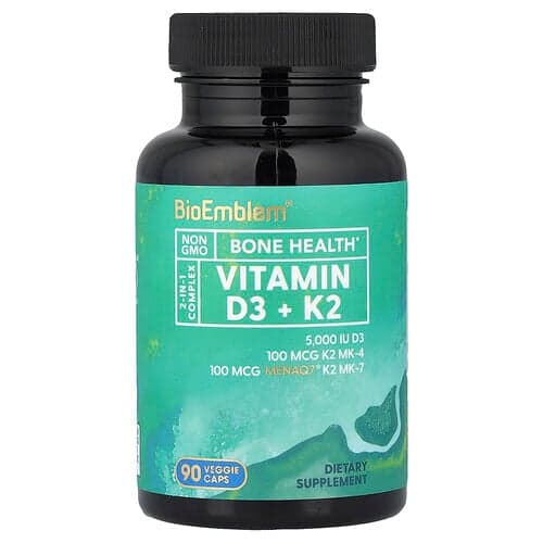 BioEmblem, Vitamin D3 + K2, 90 Veggie Caps