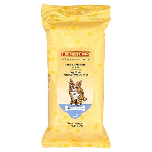 Burt's Bees, Gentle Cleansing Wipes with Buttermilk, For Kittens, 50 Count