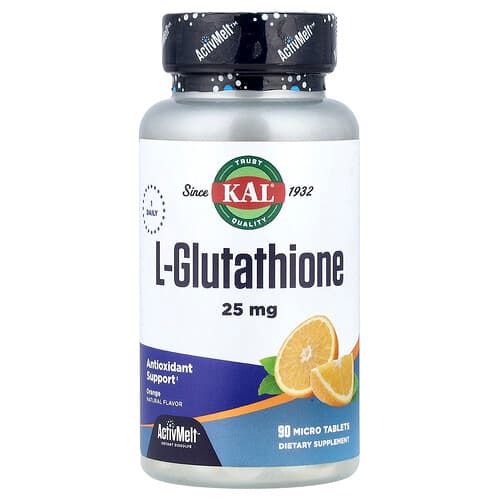KAL, L-Glutathione, Orange, 25 mg, 90 Micro Tablets