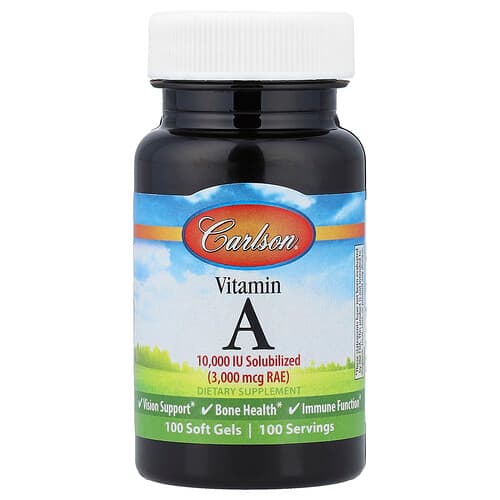 Carlson, Vitamin A, 3,000 mcg RAE (10,000 IU), 100 Soft Gels