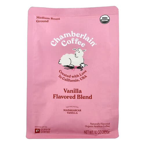 Chamberlain Coffee, Organic Arabica Coffee, Ground, Medium Roast, Vanilla, 10 oz (283 g)