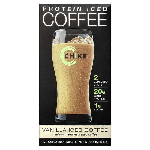 Chike Nutrition, Protein Iced Coffee, Vanilla, 12 Packets, 1.13 oz (32 g) Each