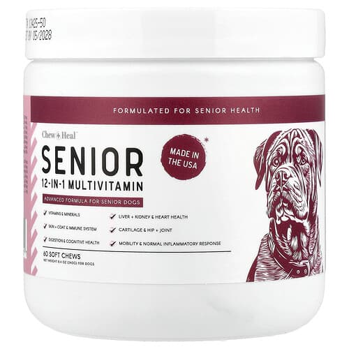 Chew + Heal, Senior 12-in-1 Multivitamin, For Dogs, 60 Soft Chews, 8.4 oz (240 g)