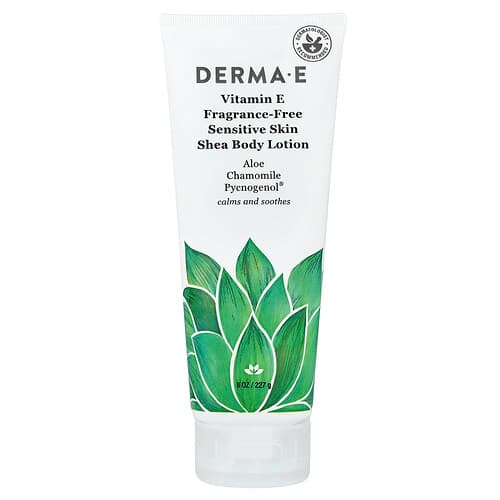 DERMA E, Vitamin E Shea Body Lotion, Sensitive Skin, Fragrance-Free, 8 fl oz (227 ml)