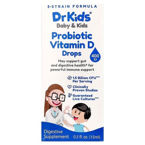 DrKids, Baby & Kids, Probiotic Vitamin D Drops, 0.5 fl oz (15 ml)