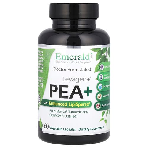 Emerald Laboratories, Levagen+® Pea+ with Enhanced LipiSperse®, 60 Vegetable Capsules