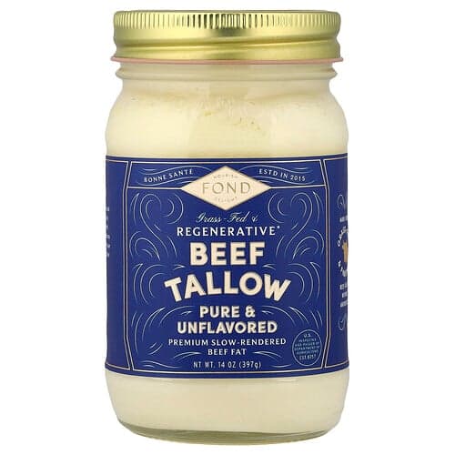 FOND Bone Broth, Grass-Fed & Regenerative Beef Tallow, Pure & Unflavored, 14 oz (397 g)