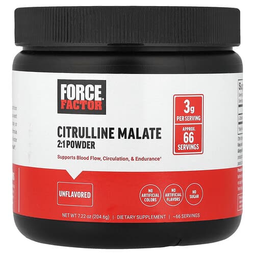 Force Factor, Citrulline Malate 2:1 Powder, Unflavored, 7.22 oz (204.6 g)