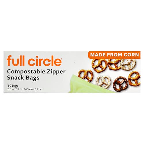 Full Circle, Compostable Zipper Snack Bags, 50 Bags