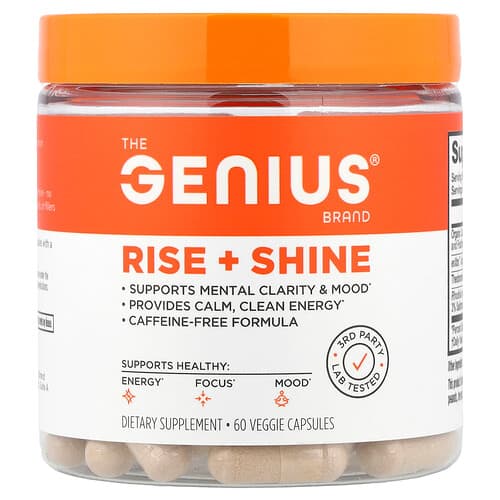The Genius Brand, Rise + Shine, 60 Veggie Capsules