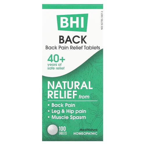 MediNatura, BHI, Back Pain Relief Tablets, 100 Tablets