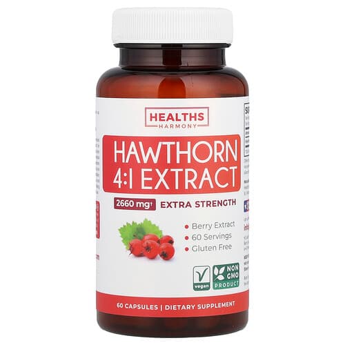 Healths Harmony, Hawthorn 4:1 Extract, 665 mg, 60 Capsules