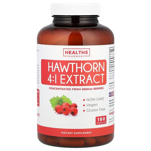 Healths Harmony, Hawthorn 4:1 Extract, 665 mg, 180 Capsules