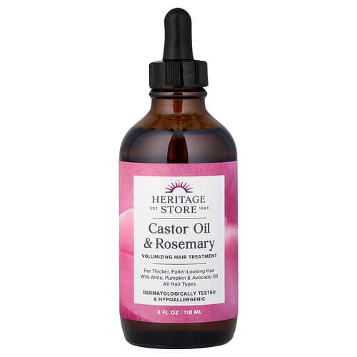 Heritage Store, Castor Oil & Rosemary, Volumizing Hair Treatment, All Hair Types, 4 fl oz (118 ml)