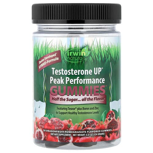 Irwin Naturals, Testosterone UP® Peak Performance Gummies, Dragonfruit Pomegranate, 30 Gummies