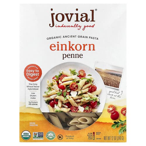 Jovial, Organic Ancient Grain Pasta, Einkorn Penne, 12 oz (340 g)