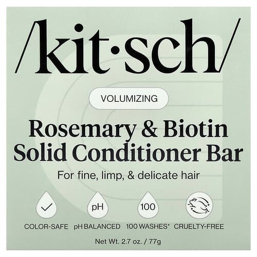 Kitsch, Rosemary & Biotin Volumizing Solid Conditioner Bar, For Fine, Limp, & Delicate Hair, Sweet Lavender & Rosemary, 2.7 oz (77 g)