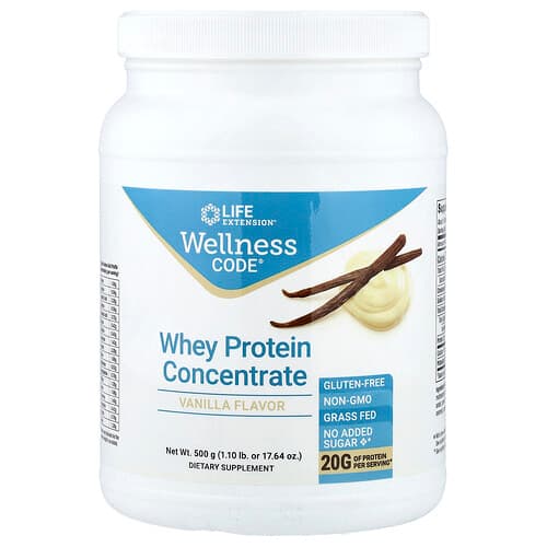 Life Extension, Wellness Code®, Whey Protein Concentrate, Vanilla, 1.10 lb (500 g)