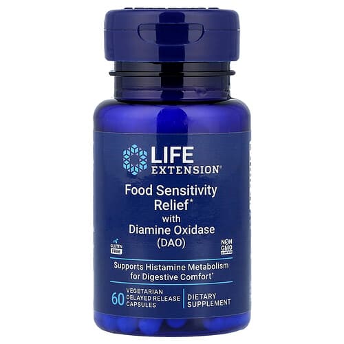 Life Extension, Food Sensitivity Relief with Diamine Oxidase (DAO), 60 Vegetarian Delayed Release Capsules (4.3 mg per Capsule)