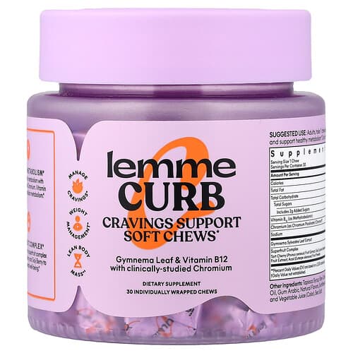 Lemme, Curb, Cravings Support, Mixed Fruit, 30 Individually Wrapped Chews
