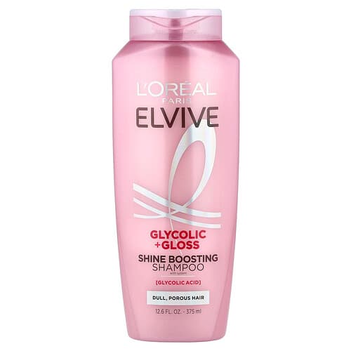 L'Oréal, Elvive, Glycolic + Gloss, Shine Boosting Shampoo With System, Dull, Porous Hair, 12.6 fl oz (375 ml)