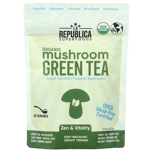La Republica, Organic Mushroom Green Tea, 2.12 oz (60 g)