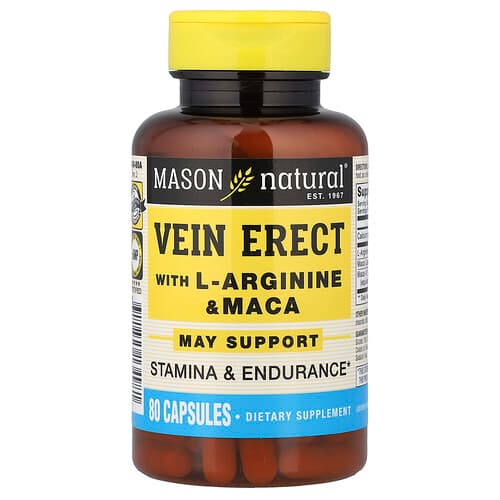Mason Natural, Vein Erect with L-Arginine & Maca, 80 Capsules
