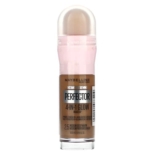 Maybelline, Instant Age Rewind, Perfector 4-in-1 Glow Makeup, 2.5 Medium-Deep Warm, 0.68 fl oz (20 ml)