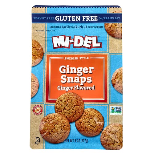 Mi-Del Cookies, Swedish Style Ginger Snaps, Ginger , 8 oz (227 g)