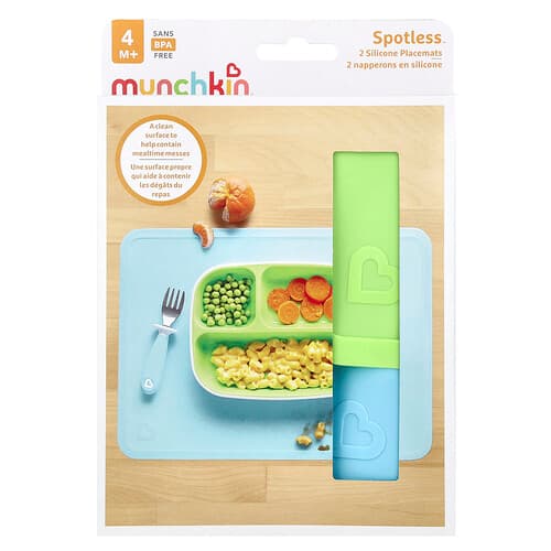 Munchkin, Spotless™, Silicone Placemats, 4 Months+, 2 Count