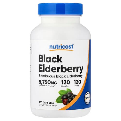 Nutricost, Black Elderberry, 120 Capsules (575 mg per Capsule)