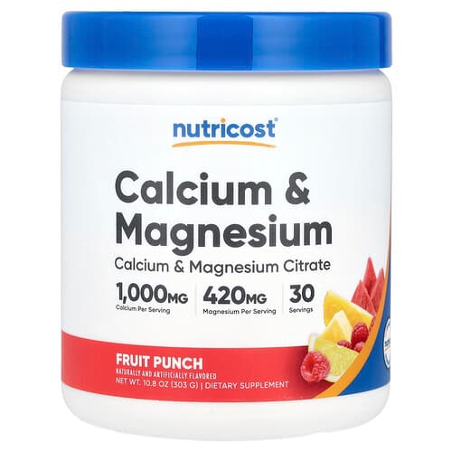 Nutricost, Calcium & Magnesium, Fruit Punch , 10.8 oz (303 g)