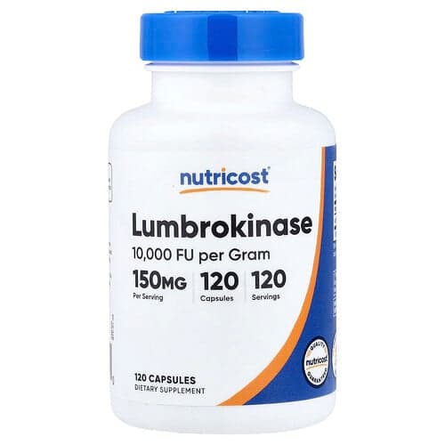 Nutricost, Lumbrokinase, 150 mg, 120 Capsules