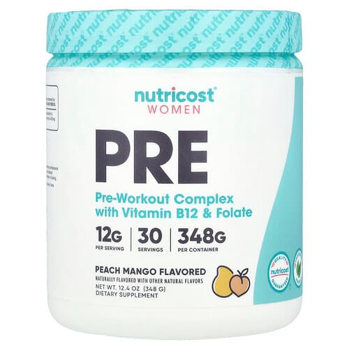 Nutricost, Women, Pre-Workout Complex With Vitamin B12 & Folate, Peach Mango, 12.4 oz (348 g)