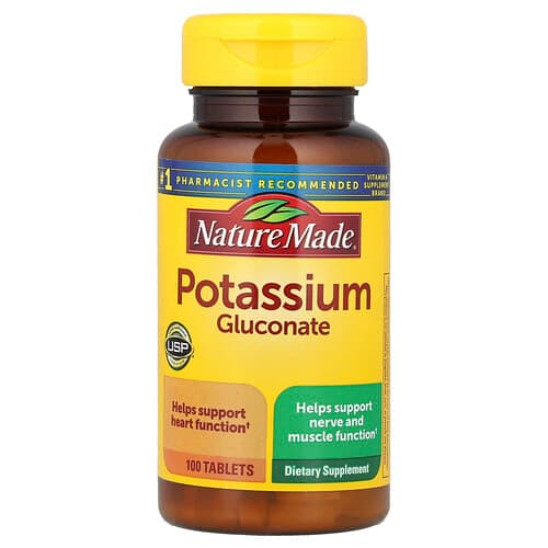 Nature Made, Potassium Gluconate, 90 mg, 100 Tablets