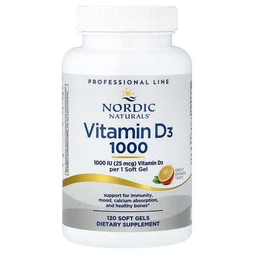 Nordic Naturals, Vitamin D3 1000, Orange, 25 mcg (1,000 IU), 120 Soft Gels