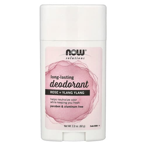 NOW Foods, Solutions, Long-Lasting Deodorant, Rose + Ylang Ylang, 2.2 oz (62 g)