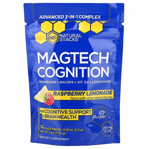 Natural Stacks, MagTech® Cognition, Raspberry Lemonade, 14 Stick Packs, 0.18 oz (5.3 g) Each