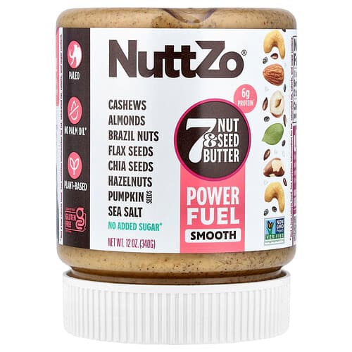 Nuttzo, Power Fuel, 7 Nut & Seed Butter, Smooth, 12 oz (340 g)