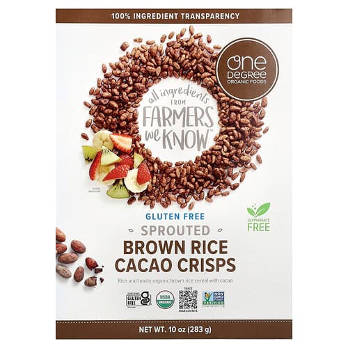 One Degree Organic Foods, Sprouted Brown Rice Cacao Crisps, 10 oz (283 g)