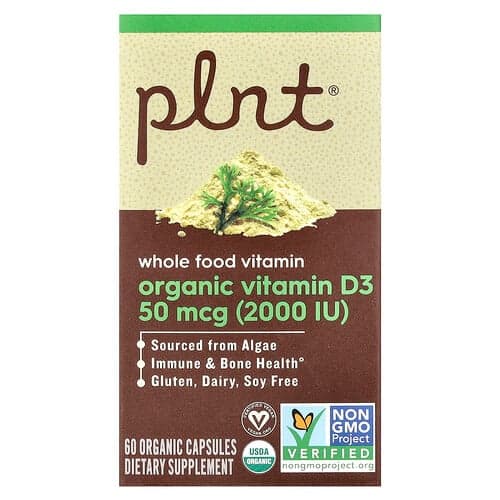 Plnt, Organic Vitamin D3, 50 mcg (2,000 IU), 60 Organic Capsules