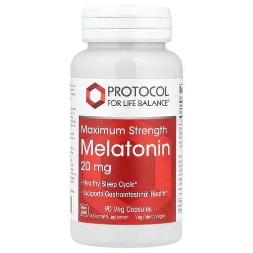 Protocol for Life Balance, Melatonin, Maximum Strength, 20 mg, 90 Veg Capsules