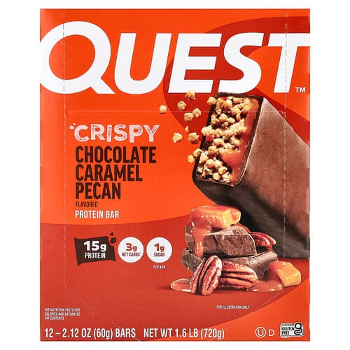 Quest Nutrition, Protein Bar, Crispy Chocolate Caramel Pecan, 12 Bars, 2.12 oz (60 g) Each