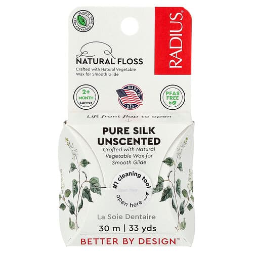 RADIUS, Natural Floss, Pure Silk, Unscented, 33 yds (30 m)
