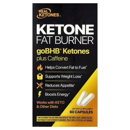 Real Ketones, Ketone Fat Burner, goBHB® Ketones Plus Caffeine, 60 Capsules